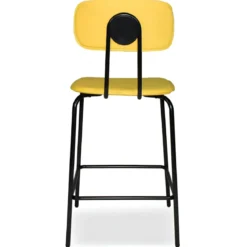 Set 2 Sgabelli da Bar per Cucina Penisola Ecopelle Giallo Effetto Cuoio