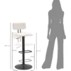 Set 2 Sgabelli da Bar Regolabili Metallo Nero Tessuto Imbottito Beige