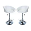Set 2 Sgabelli Girevoli Bianco in Ecopelle Regolabili 47,5 x 52,5 x 80,5/101,5 cm