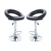 Set 2 Sgabelli Kendal Girevoli Nero in Ecopelle Regolabili