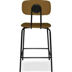 Set 2 Sgabelli per Cucina Penisola in Ecopelle Marrone Effetto Cuoio
