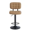 Set 4 Sgabello Regolabili Ecopelle Cammello Struttura in Metallo Nero