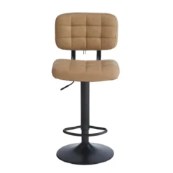 Set 4 Sgabello Regolabili Ecopelle Cammello Struttura in Metallo Nero