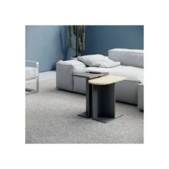 Set 3 Tavolini da Salotto Multiforma Antracite Rovere Bianco