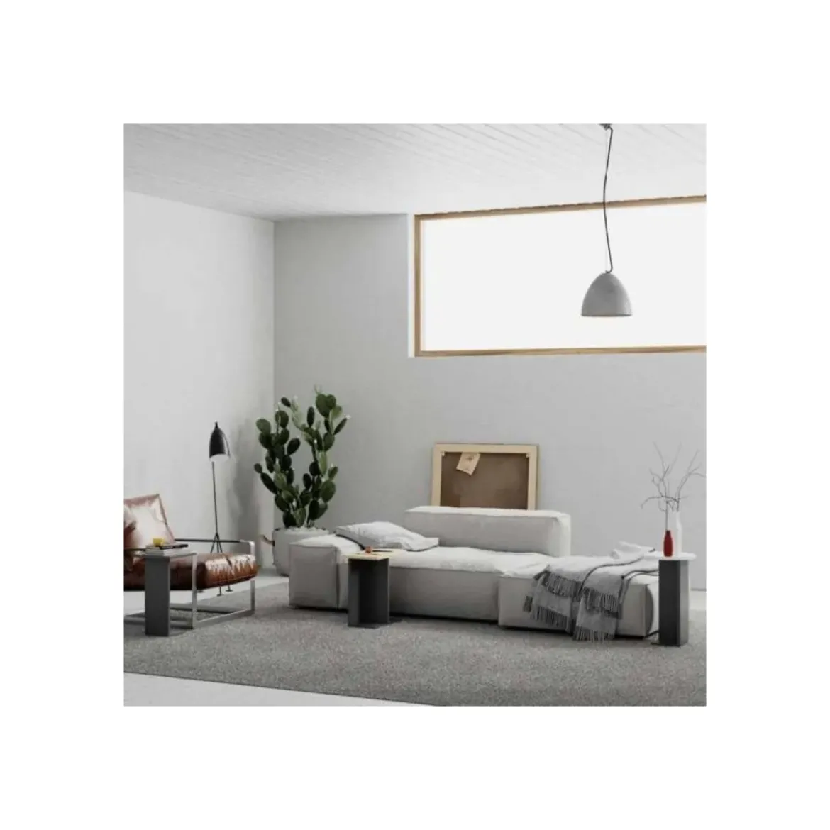 Set 3 Tavolini da Salotto Multiforma Antracite Rovere Bianco
