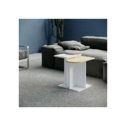 Set 3 Tavolini da Salotto Multiforma Bianco Rovere Mocha