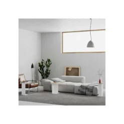 Set 3 Tavolini da Salotto Multiforma Bianco Rovere Mocha