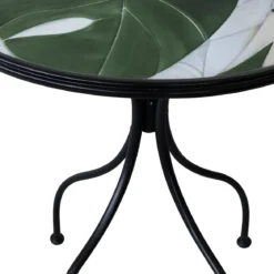 Set Tavolo da Giardino Ø 60 cm con 2 Sedie Pieghevoli in Ferro Verde