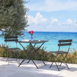 Set Tavolo da Giardino Quadrato 70x70 cm con 2 Sedie Antracite