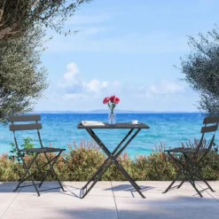 Set Tavolo da Giardino Quadrato 70x70 cm con 2 Sedie Antracite