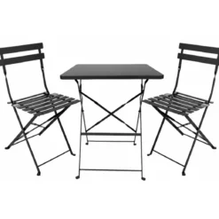 Set Tavolo da Giardino Quadrato 70x70 cm con 2 Sedie Antracite
