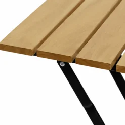 Set Tavolo da Giardino 55x55 cm con 2 Sedie Metallo Nero Legno