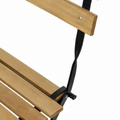 Set Tavolo da Giardino 55x55 cm con 2 Sedie Metallo Nero Legno