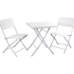 Set Tavolo e Sedie Pieghevoli da Balcone Acciaio e Polirattan Giardino Esterno