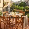 Set Tavolo 4 Sedie Pranzo Pieghevole Legno da Giardino Pic Nic Terrazzo