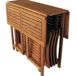 Set Tavolo 4 Sedie Pranzo Pieghevole Legno da Giardino Pic Nic Terrazzo