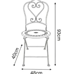 Set Tavolo Tondo 62x73 cm 2 Sedie in Metallo Bianco Antico da Esterno