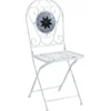 Set Tavolo 60x72 cm 2 Sedie Metallo Bianco Antico Mosaico da Esterno