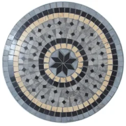 Set Tavolo 60x72 cm 2 Sedie Metallo Bianco Antico Mosaico da Esterno