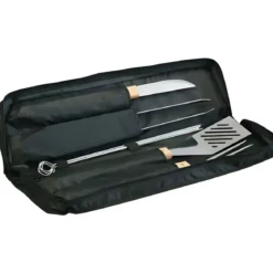 Set Utensili Barbecue Campignaz 9 Pezzi Manico in Legno Borsa Tessuto