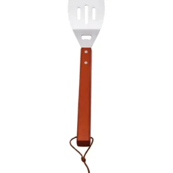 Set Utensili Barbecue 46 cm 3 Pezzi Manico in Legno Rosso per Griglia