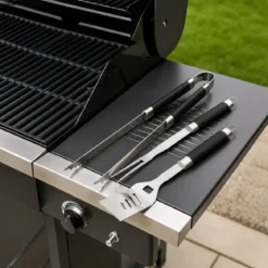 Set Utensili Barbecue 3 Pezzi in Acciaio Inox Manici in Polipropilene
