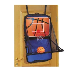 Set Valigetta Canestro Mini Basket Fissaggio su Porta Pompa Aria Palla Portatile