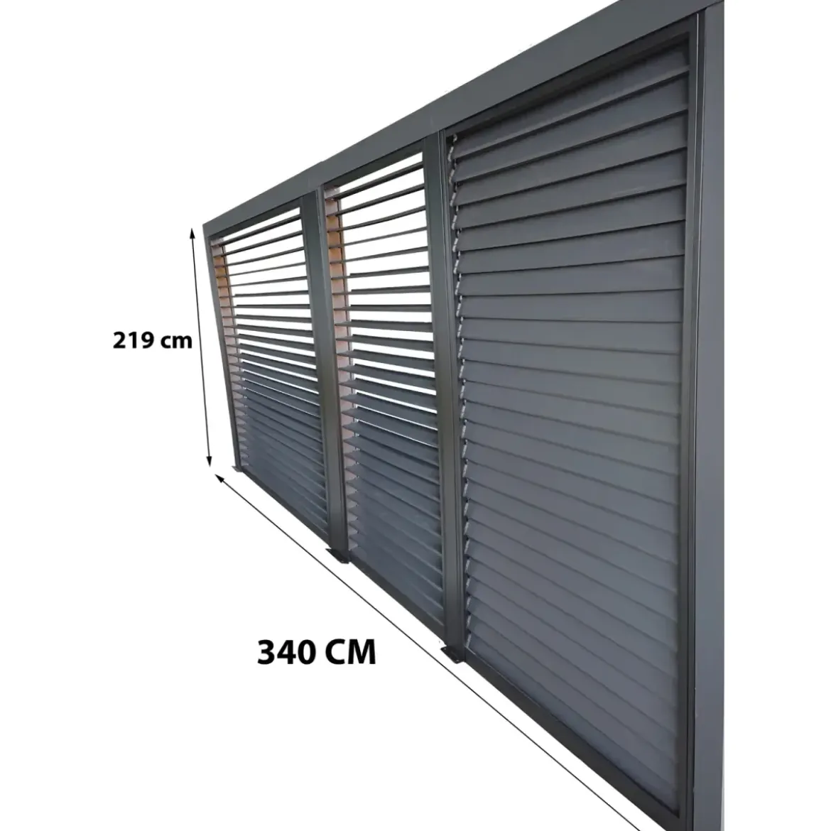 Set 3 Veneziane Laterali Alluminio per Pergola Bioclimatica Lato 3,6 m