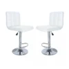 2 Sgabelli Alti Bianchi in Ecopelle con Schienale da Cucina Moderni