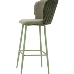 Sgabelli da Bar Set 2 Pezzi Verde Seduta Imbottita Schienale Lavorato
