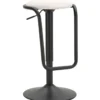 Sgabello Bar Girevole Regolabile Metallo Nero Tessuto Imbottito Beige