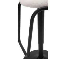 Sgabello Bar Girevole Regolabile Metallo Nero Tessuto Imbottito Beige