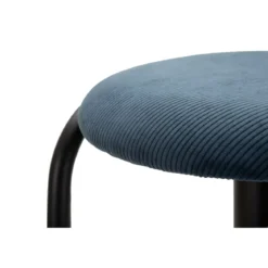 Sgabello Bar Girevole Regolabile Metallo Nero Tessuto Imbottito Blu
