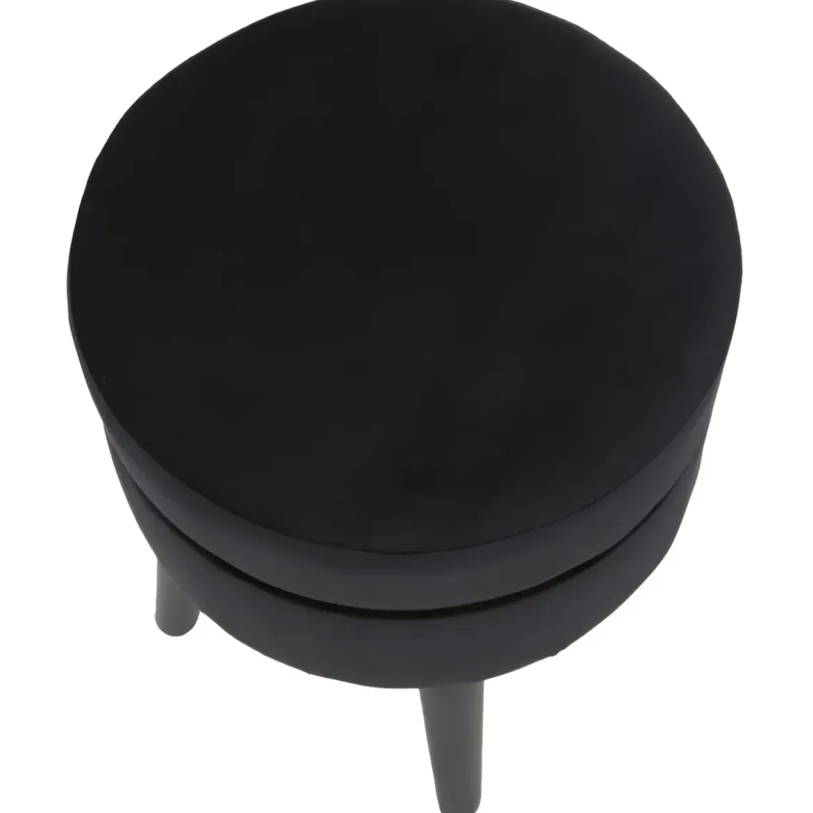 Sgabello Basso in Velluto Nero con Finiture Oro Pouf Salotto Camera