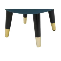 Sgabello Basso in Velluto Ottanio Finiture Oro Pouf Salotto Camera