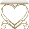 Sgabello Basso Rosa a Cuore in Metallo Oro con Seduta in Velluto