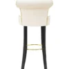 Sgabello da Bar Imbottito in Velluto Crema Oro Schienale Poggiapiedi
