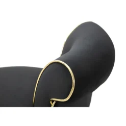 Sgabello da Bar Imbottito in Velluto Nero Oro Schienale Poggiapiedi