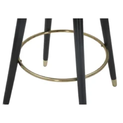 Sgabello da Bar Seduta in Velluto Crema con Gambe in Legno Nero Oro