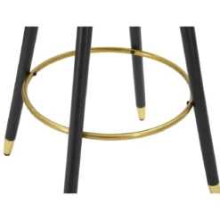 Sgabello da Bar Seduta in Velluto Rosa con Gambe in Legno Nero Oro