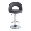 Sgabello in Ecopelle Grigio con Gamba in Metallo Inox Regolabile