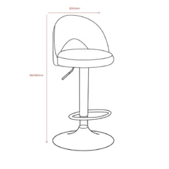Sgabello in Ecopelle Tortora con Gamba in Metallo Inox Regolabile