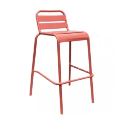 Sgabello in Metallo da Bar per Isola Cucina Alto Rosso con Schienale