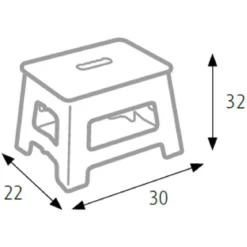 Sgabello Pieghevole Salvaspazio Grigio per la Casa Alto 32 cm in Plastica