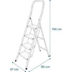 Sgabello Scaletta Pieghevole in Acciaio 4 Gradini Salvaspazio 150 kg
