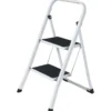 Sgabello Scaletta Pieghevole Acciaio 2 Gradini 47 cm Antiscivolo Nero