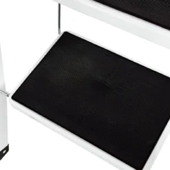 Sgabello Scaletta Pieghevole Acciaio 2 Gradini 47 cm Antiscivolo Nero