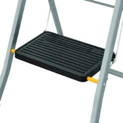Sgabello Scaletta Pieghevole Alluminio 3 Gradini Antiscivolo Nero 150 kg