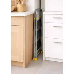 Sgabello Scaletta Pieghevole Alluminio 3 Gradini Antiscivolo Nero 150 kg