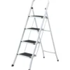 Sgabello Scaletta Pieghevole Acciaio 4 Gradini Antiscivolo Nero 150 kg